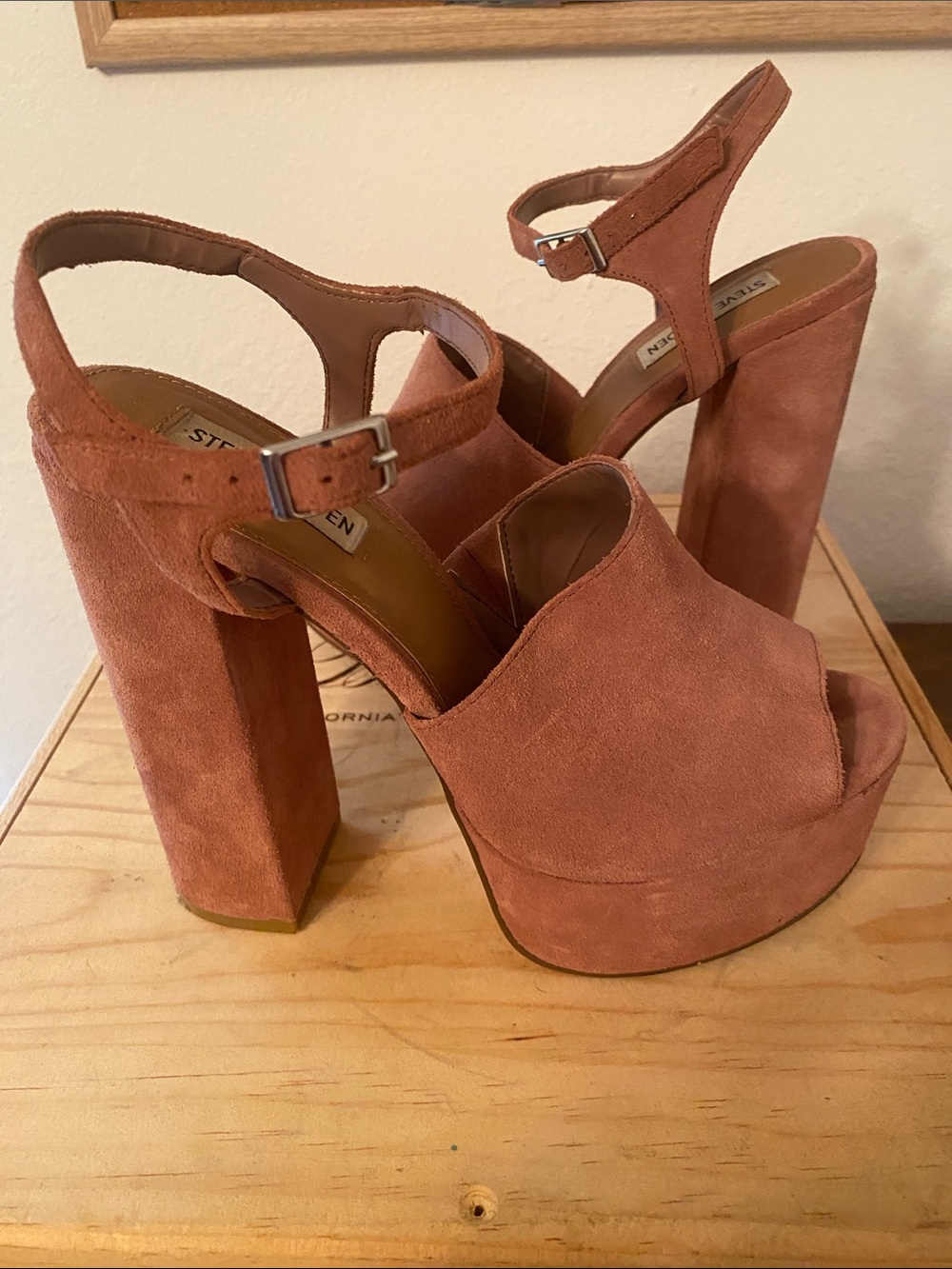 Steve Madden Suede Platform Sandals — Dusty Rose - Picture 2 of 10